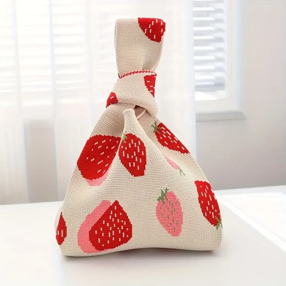 Travel Passions - Charming Strawberry Knitted Tote Bag - Picture 2 of 5
